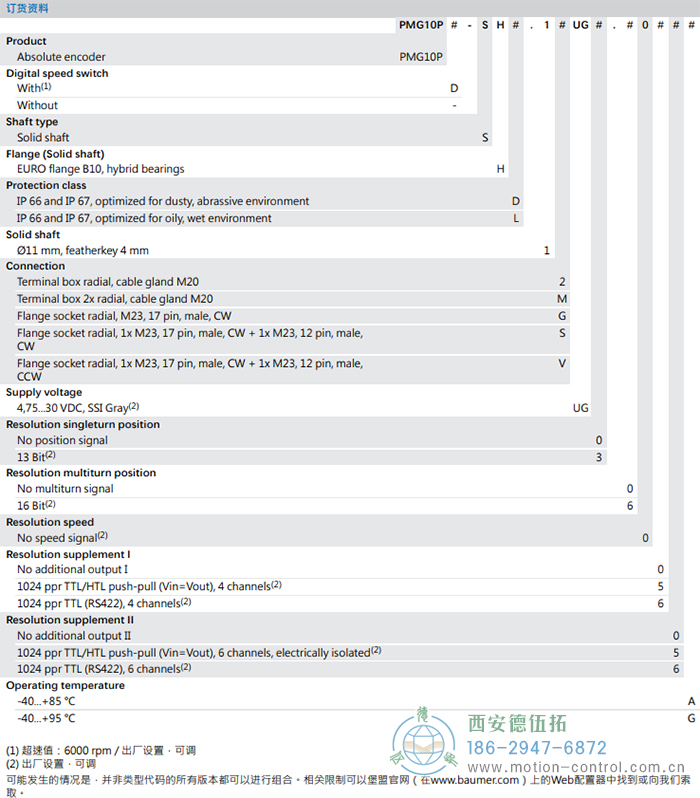 PMG10P - SSI絕對值重載編碼器訂貨選型參考(實(shí)心軸) - 西安德伍拓自動化傳動系統(tǒng)有限公司