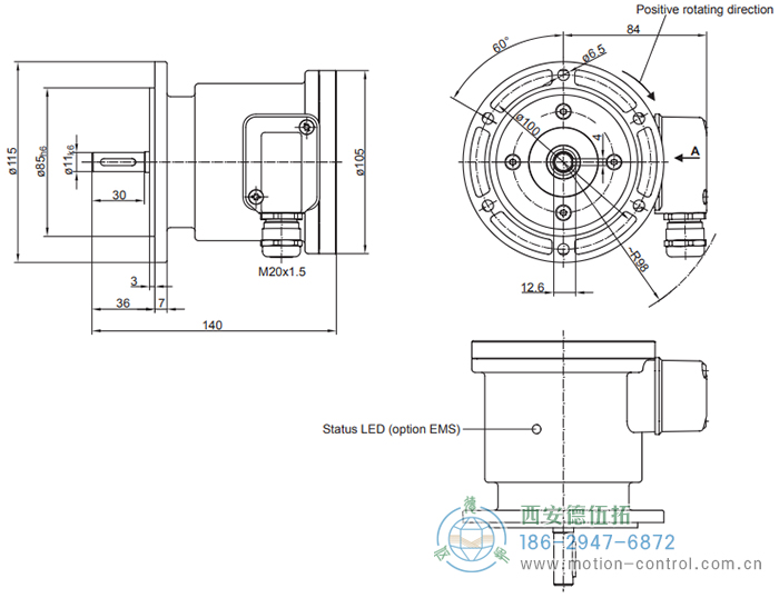 POG86增量重載編碼器產(chǎn)品系列外形及安裝尺寸(實心軸帶歐式法蘭B10) - 西安德伍拓自動化傳動系統(tǒng)有限公司