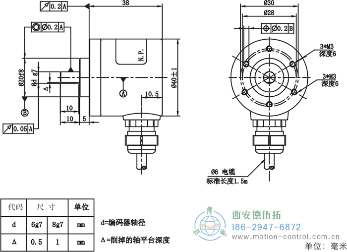 RI41光電增量輕載編碼器外形及安裝尺寸 - 西安德伍拓自動化傳動系統(tǒng)有限公司